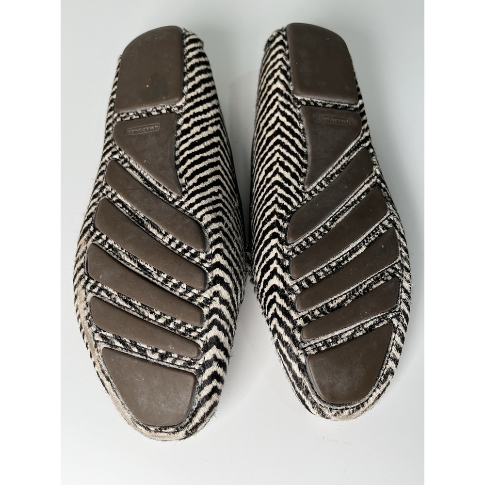 Patricia Green Jillian Loafers Women 7M Zebra Chevron Calf Hair Driving Shoes - Picture 7 of 8